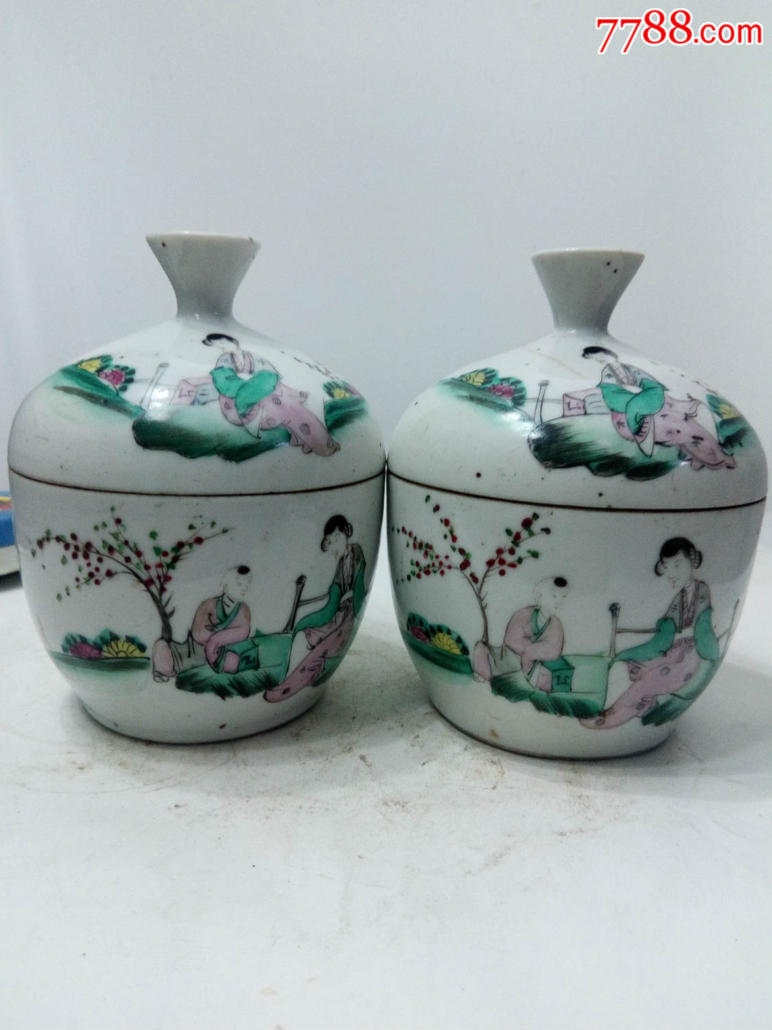 清末民国王利生手绘人物糖缸参罐包老怀旧收藏