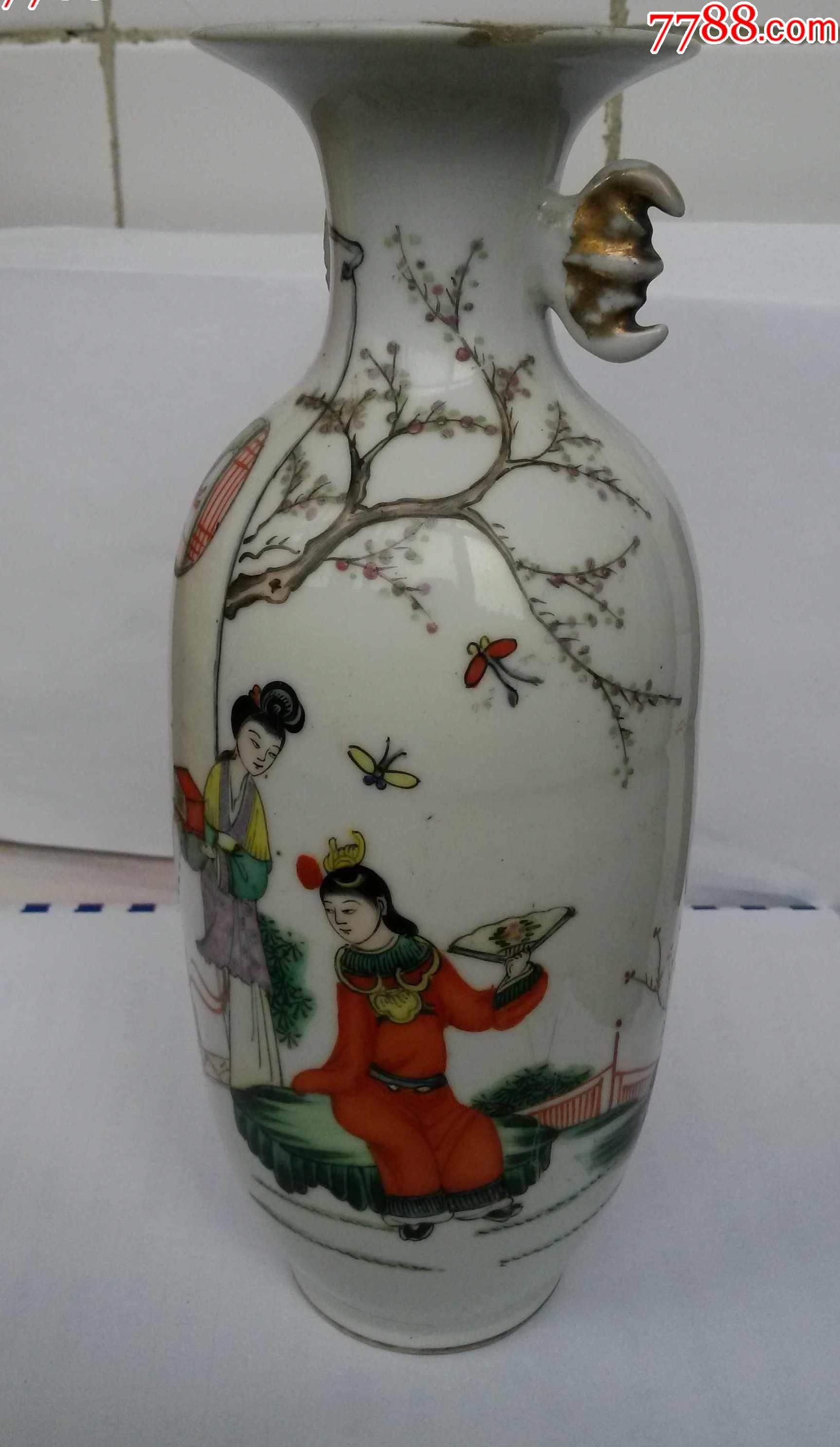 民国名家刘荣盛手绘红楼梦人物花瓶-价格:460.0000元-se50853339-彩绘