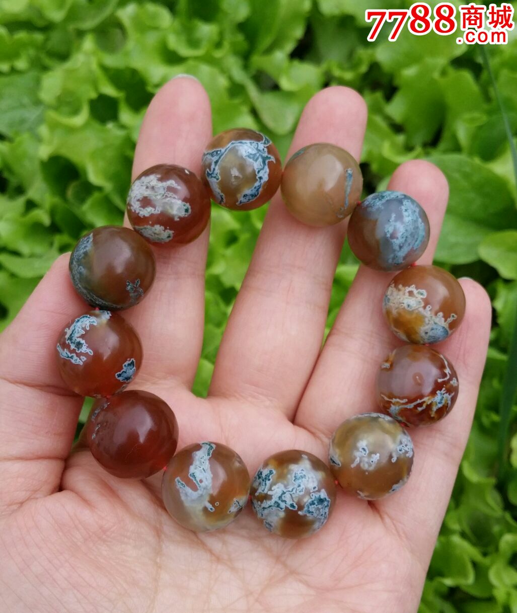 水草玛瑙红油草18毫米珠手链