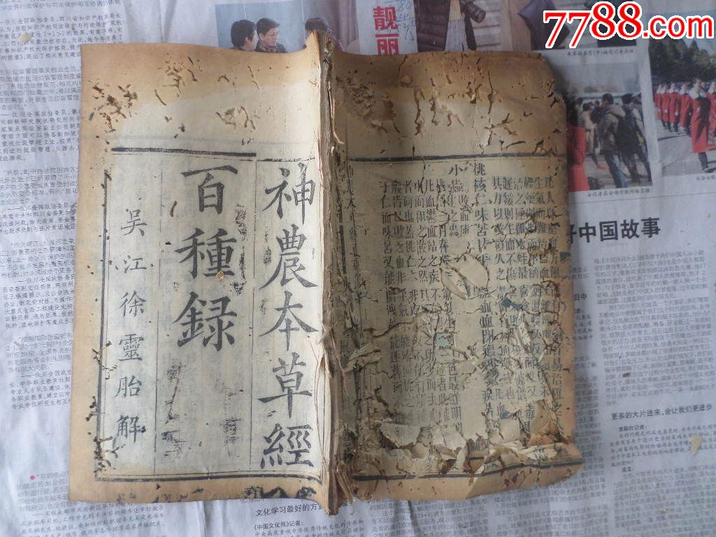 大开本木刻版神农本草经百种录完整一册