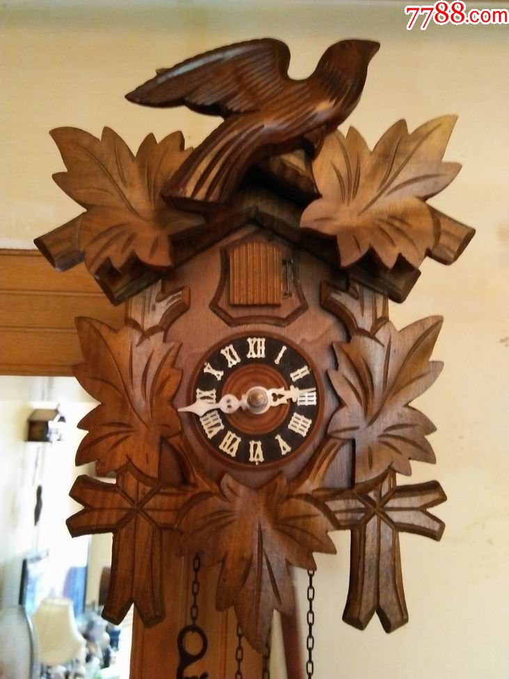 早期德国小布谷鸟双重锤挂钟(一天钟)