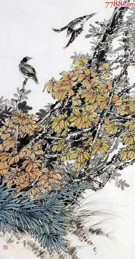 0文秋林·四尺竖幅花鸟18-13