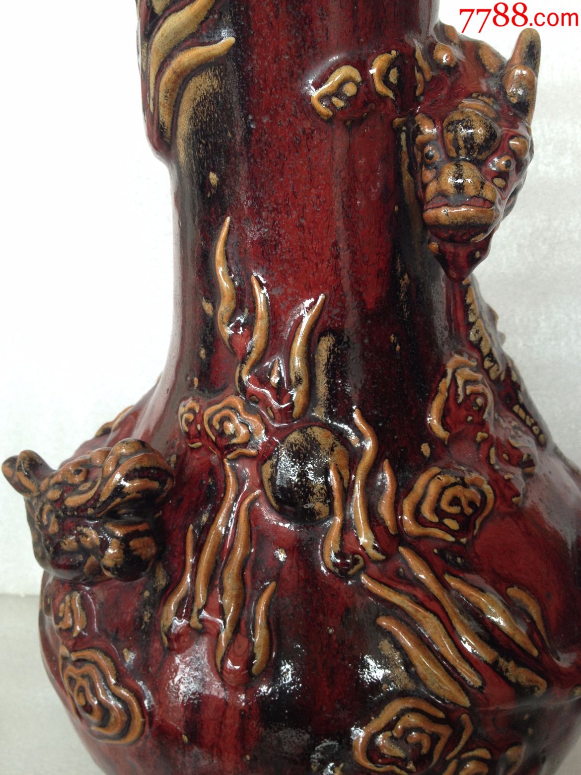 石湾老红釉赏瓶图片