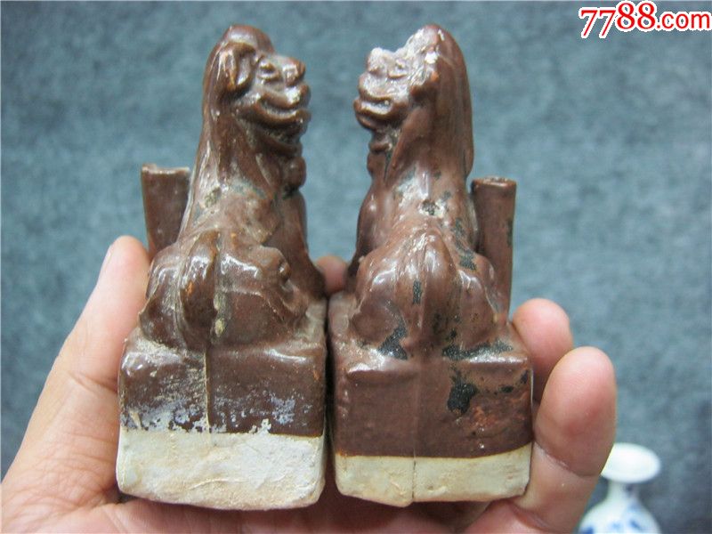 清早期德化窑紫金釉狮子香插特价包邮-价格:500.0000元-se51635778-酱