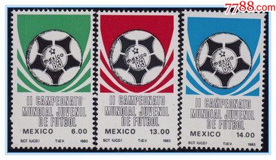 墨西哥邮票1983年世界青年足球锦标赛足球3全