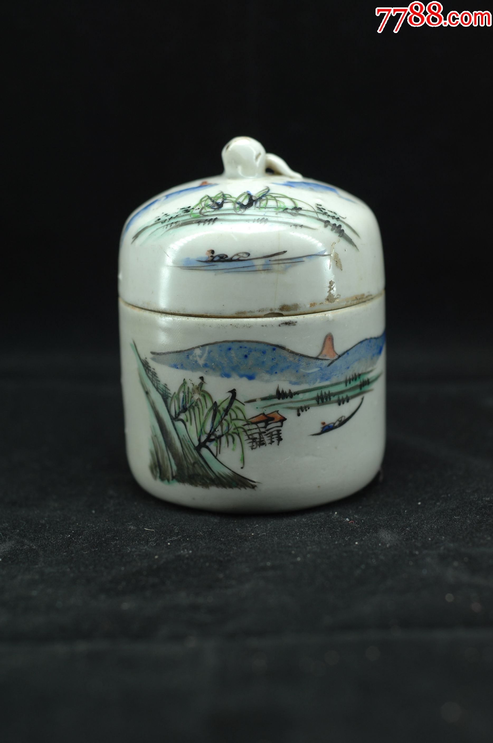 民国红绿彩温酒器