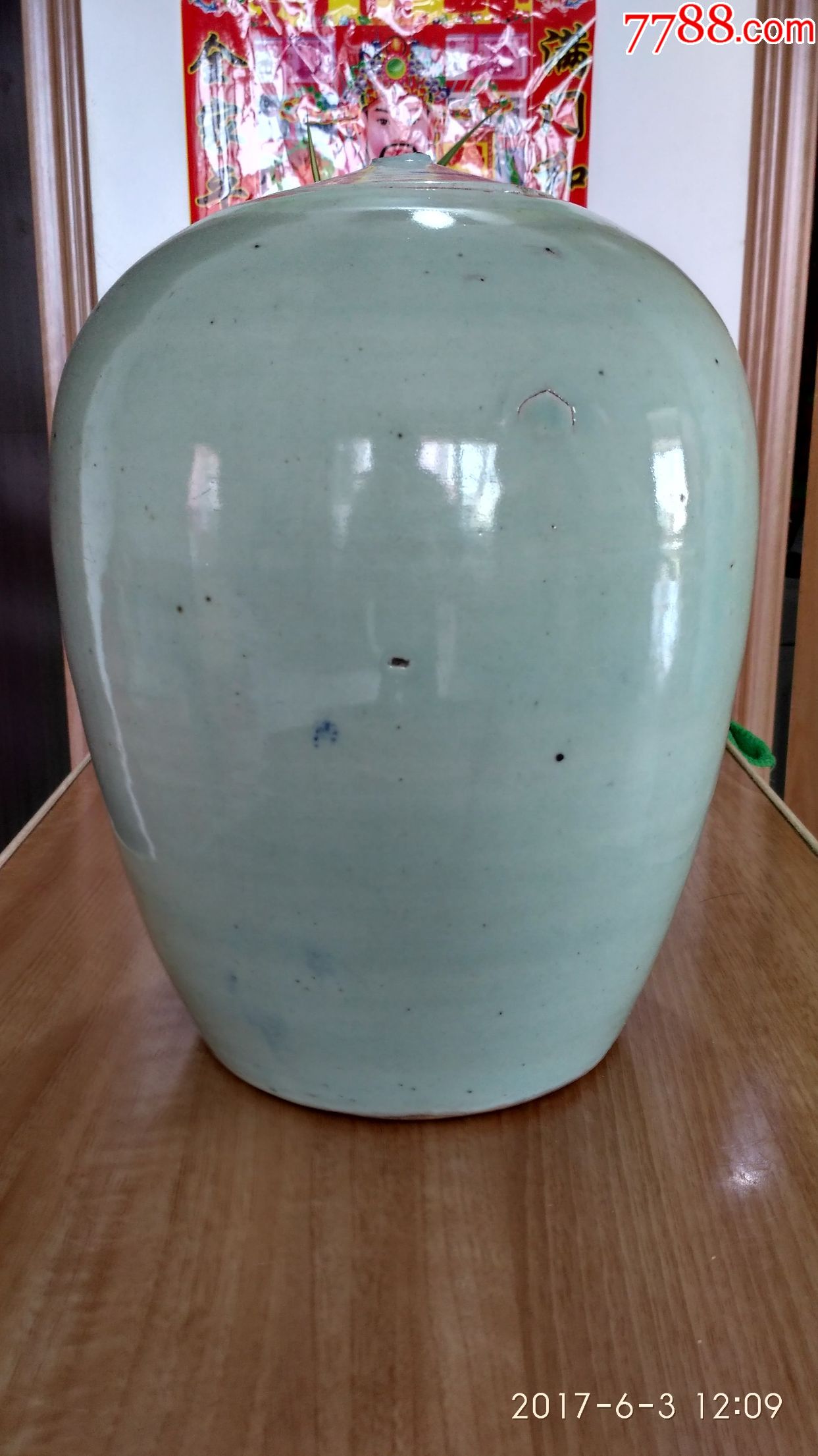 清代青花松鹤延年高桩冬瓜罐.包老包快.29厘米高胎质细腻