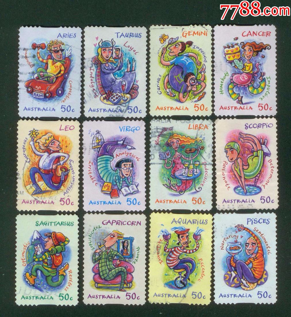 澳大利亚信销票2007年十二星座12全