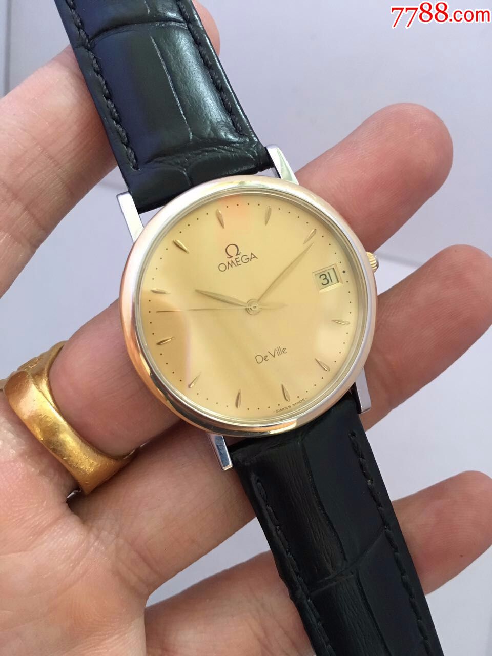 欧米茄碟飞系列男表18k实金表圈-手表/腕表-7788收藏