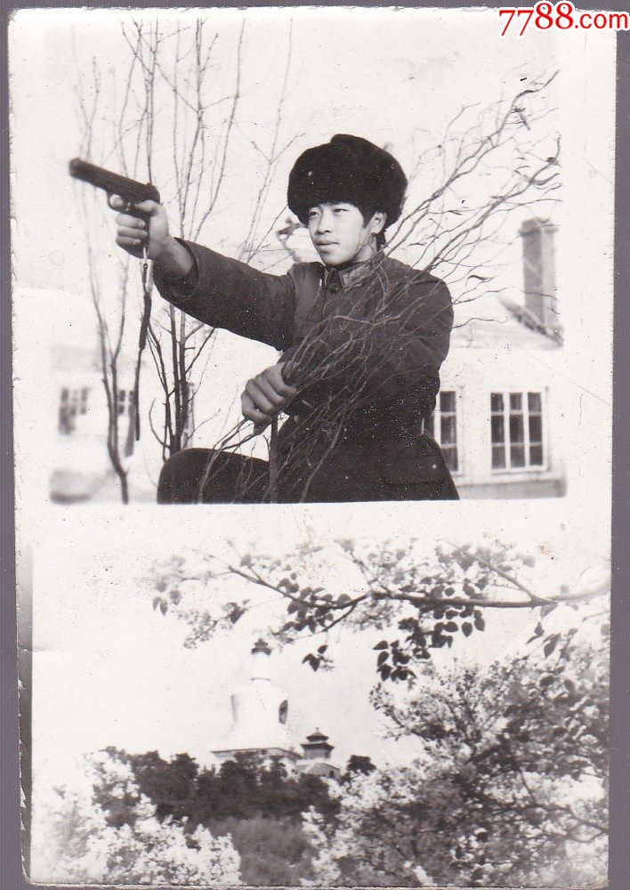 军人拿枪射击留影_老照片_影像会馆【7788收藏__收藏热线】