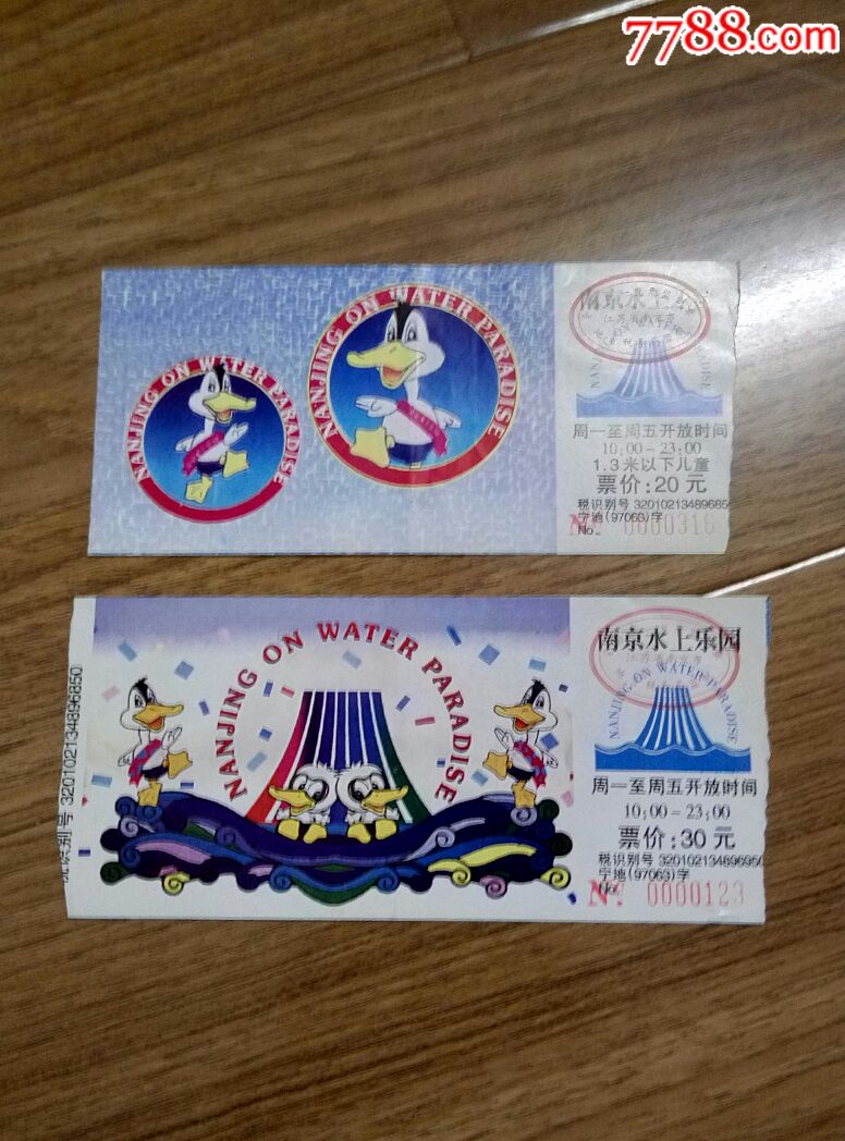 南京水上乐园.门票(二张)