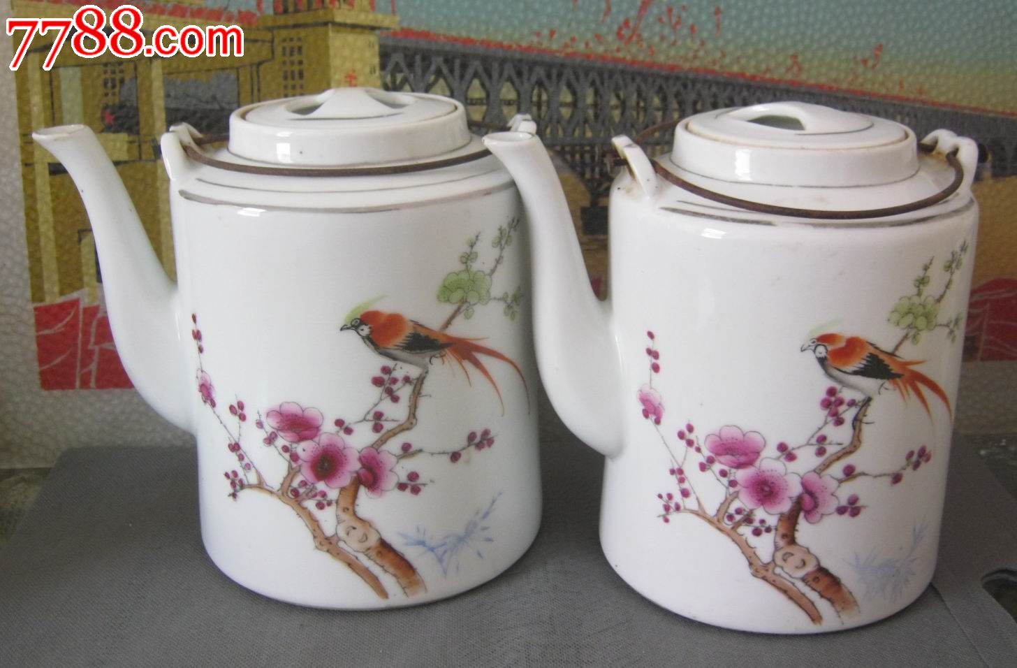 文革中号梅花鸟提壶1对