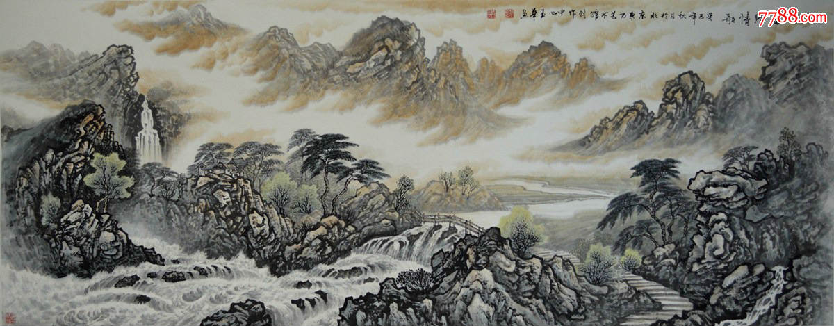 中国东方书画院副院长赵玉华山水画《山野情歌》