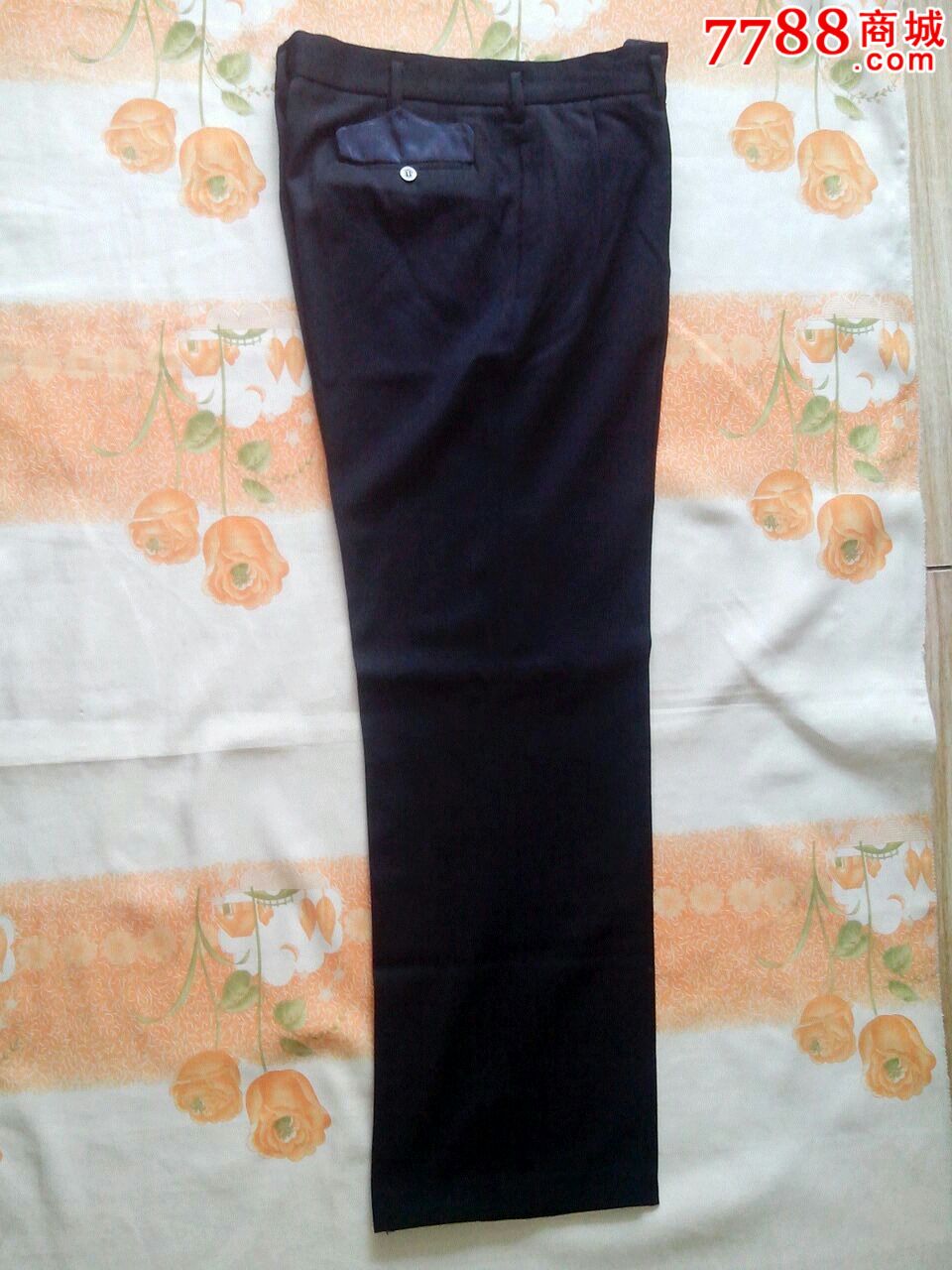 全新山狮牌蓝色纯毛中山裤.裤长1083㎜腰围840㎜立裆320㎜裤口255㎜.