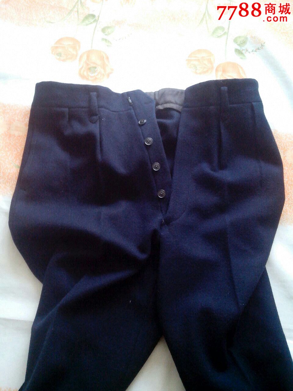 早期纯毛海军呢裤子.裤长1110㎜膘围720㎜立裆440㎜.