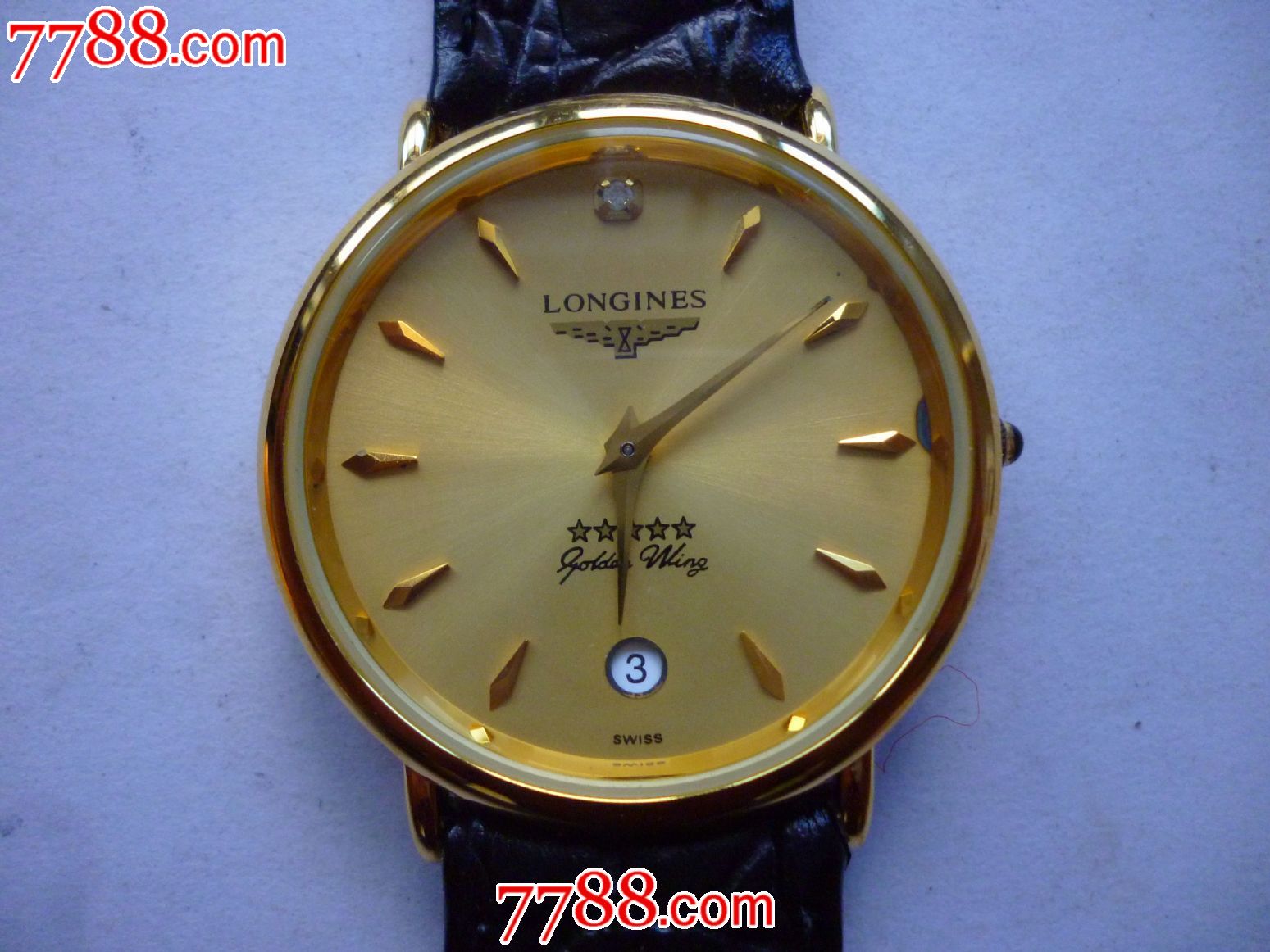 全新非常漂亮的包金超薄【地窗日历】男士电子石英表一块!