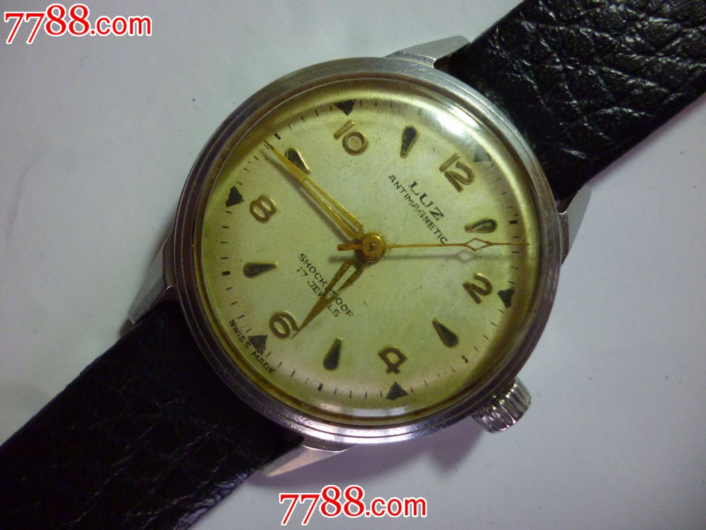 50年代瑞士早期制造五类名表鼓盘【路兹】男士古董老表一块!