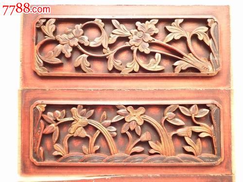 清代四季花卉喜鹊雕花板四件一套(纹饰精美流畅,四季花卉飘香,难得四