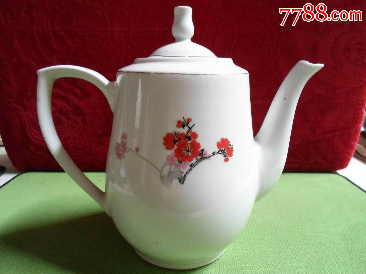 底款江西景德镇红梅花老茶壶-价格:100元-se33467815-彩绘瓷/彩瓷