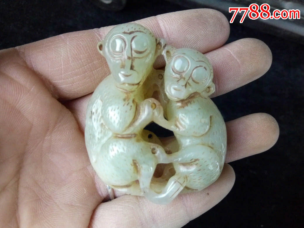 清代和田玉代代封侯挂件