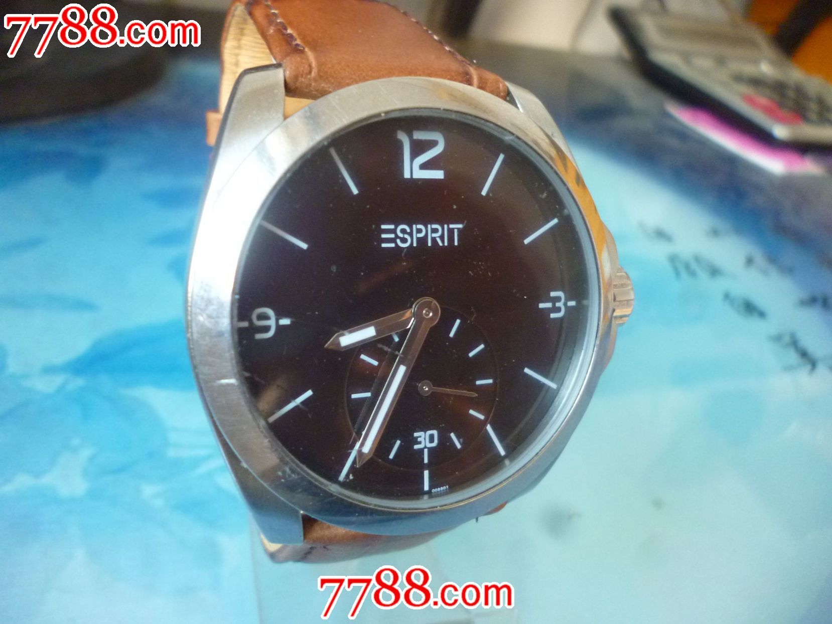 日本原装黑烤漆盘超大超薄夜光【sprit】男士两针半石英腕表!