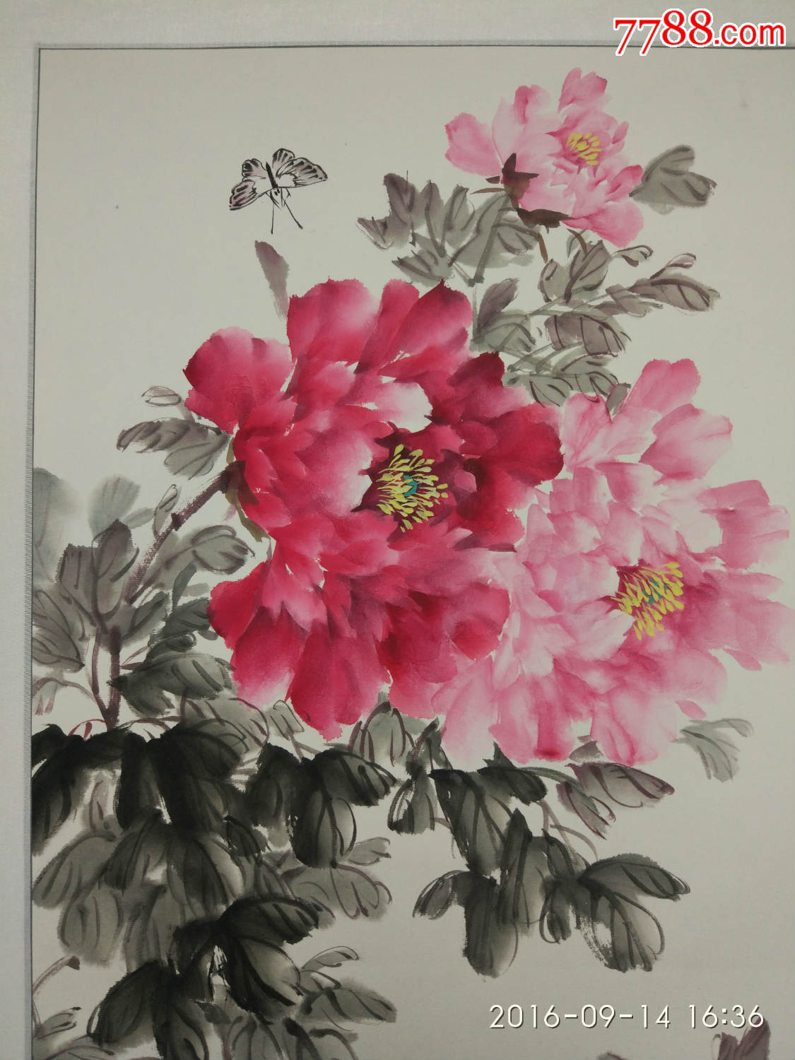 王显翱作品7【红艳凝香】画芯100乘50已裱轴