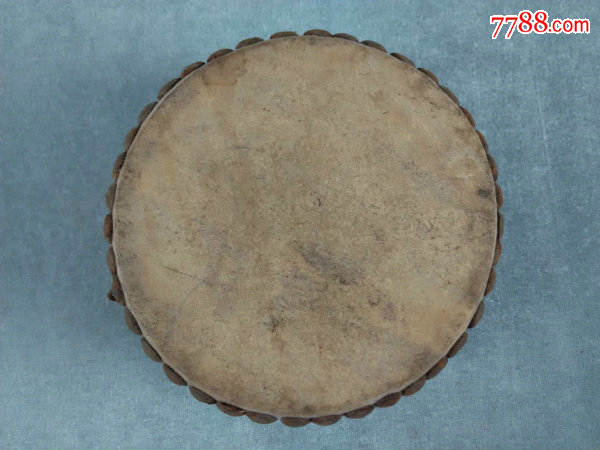*fwpeycp-清代大漆木胎牛皮老腰鼓,古代少数民族的老乐器,品好可用