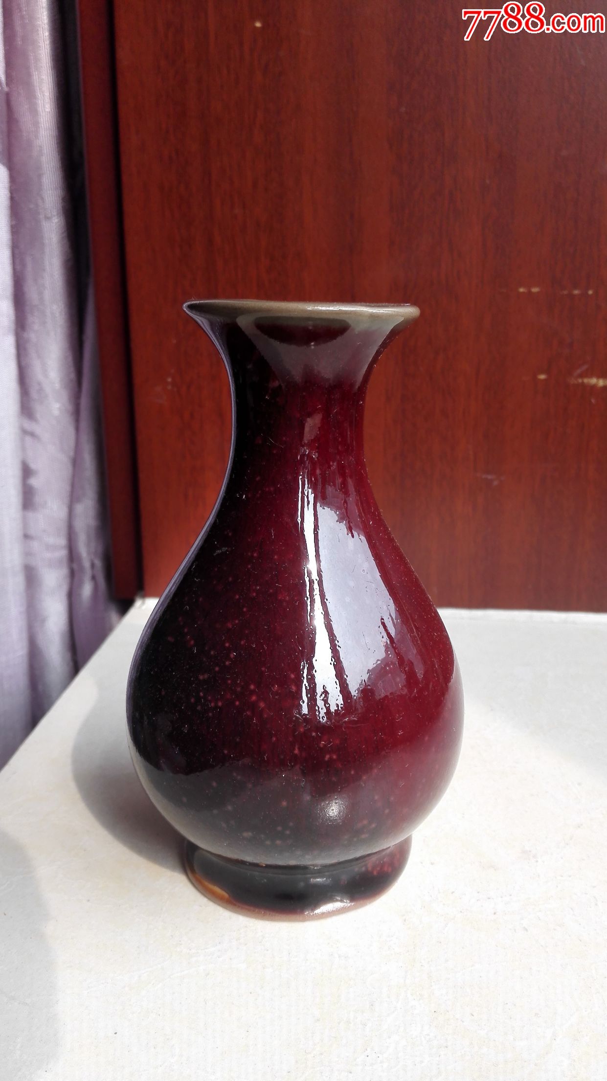 怀旧经典收藏瓷器钧瓷红色酱釉瓷瓶