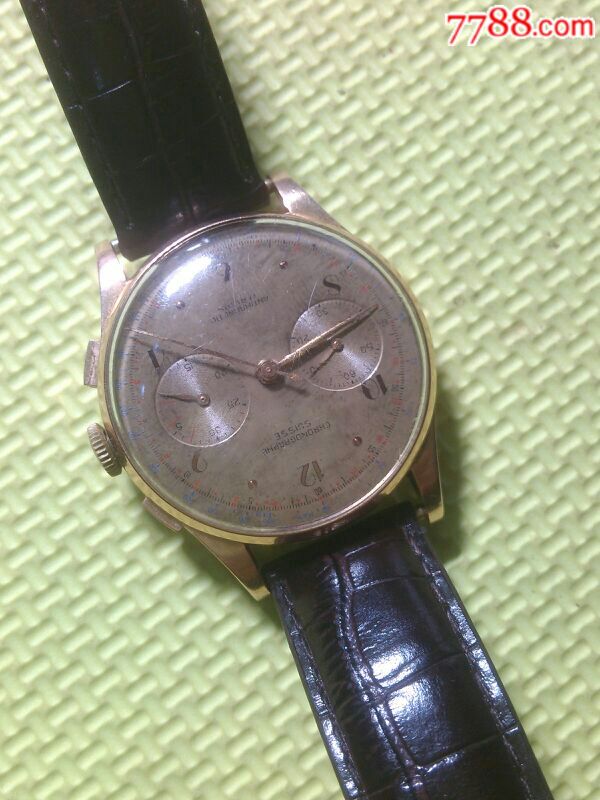 古董chronographe18实金双眼码表