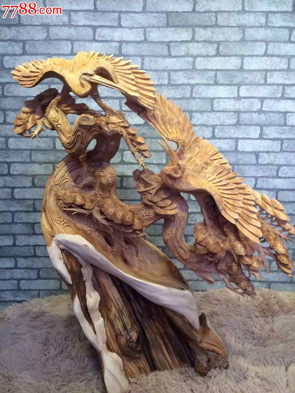 崖柏松鹤延年材质干净-议价-se36853296-根雕-零售-7788收藏__中国