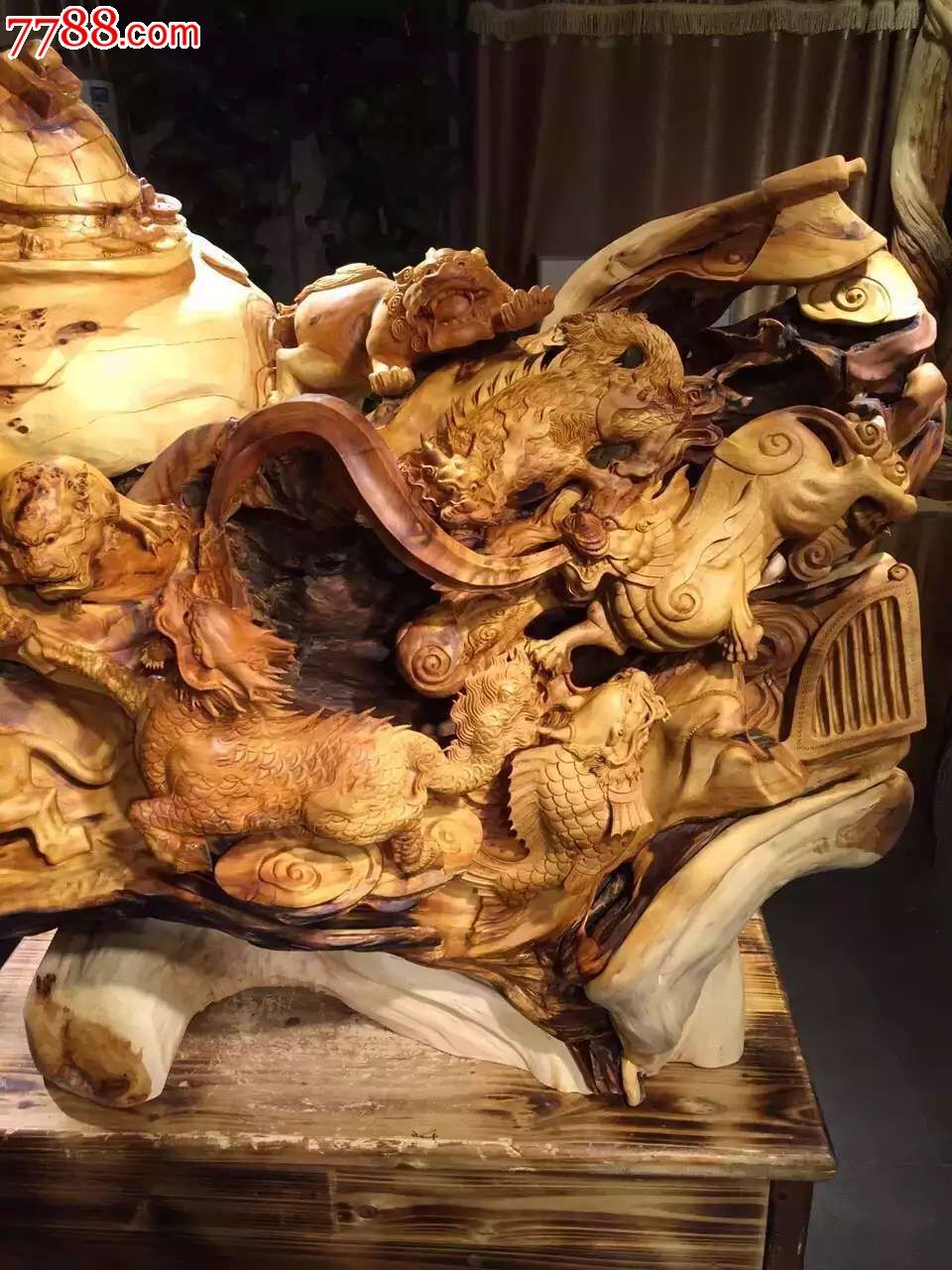 材质崖柏重器品名龙生九子规格高123170103-议价-se37604865-木雕摆件