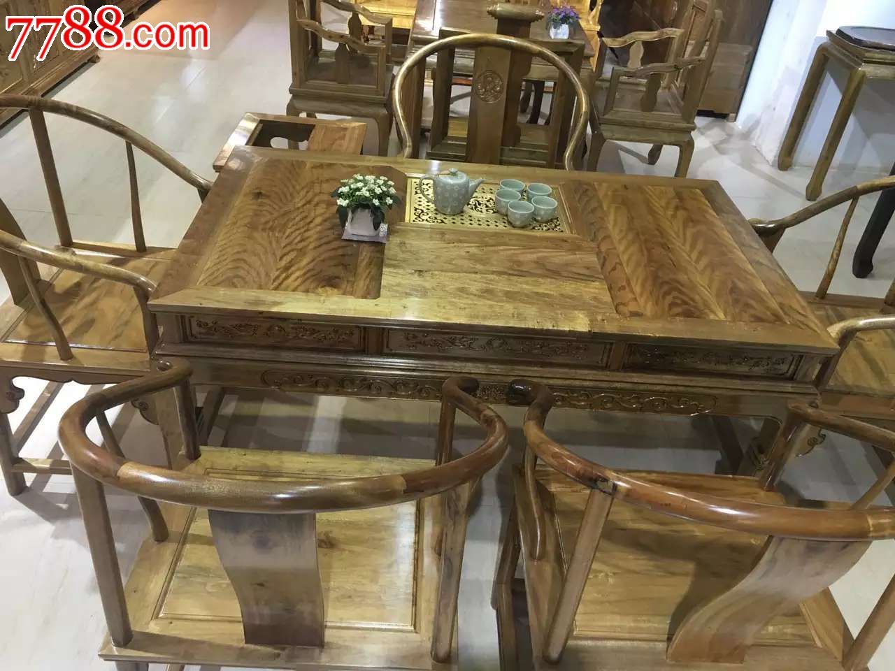 金絲楠茶桌7件套正宗