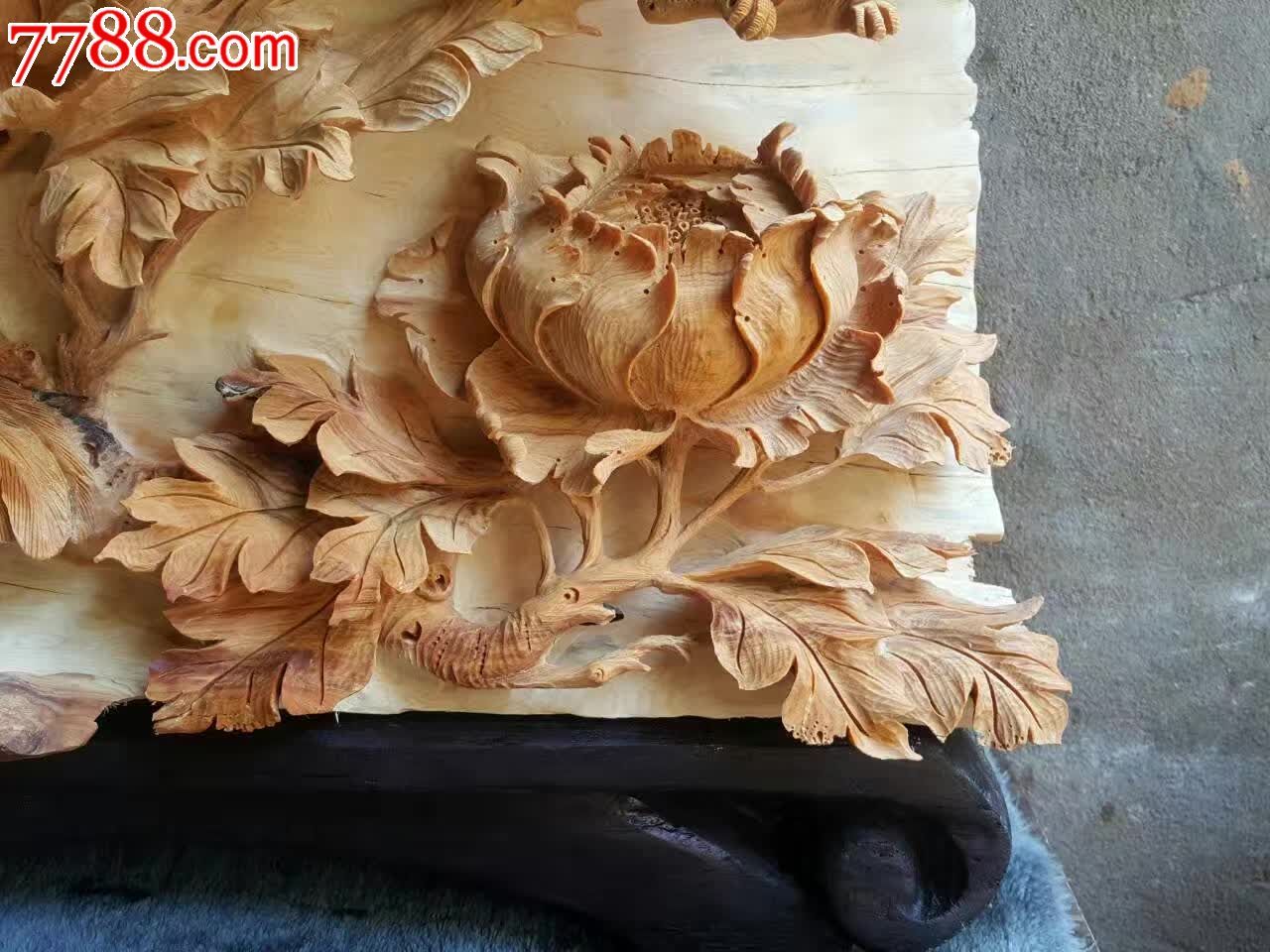 新品赏牡丹整料镂空无,其他根雕/木雕,其他根雕/木雕,其他木质,年代