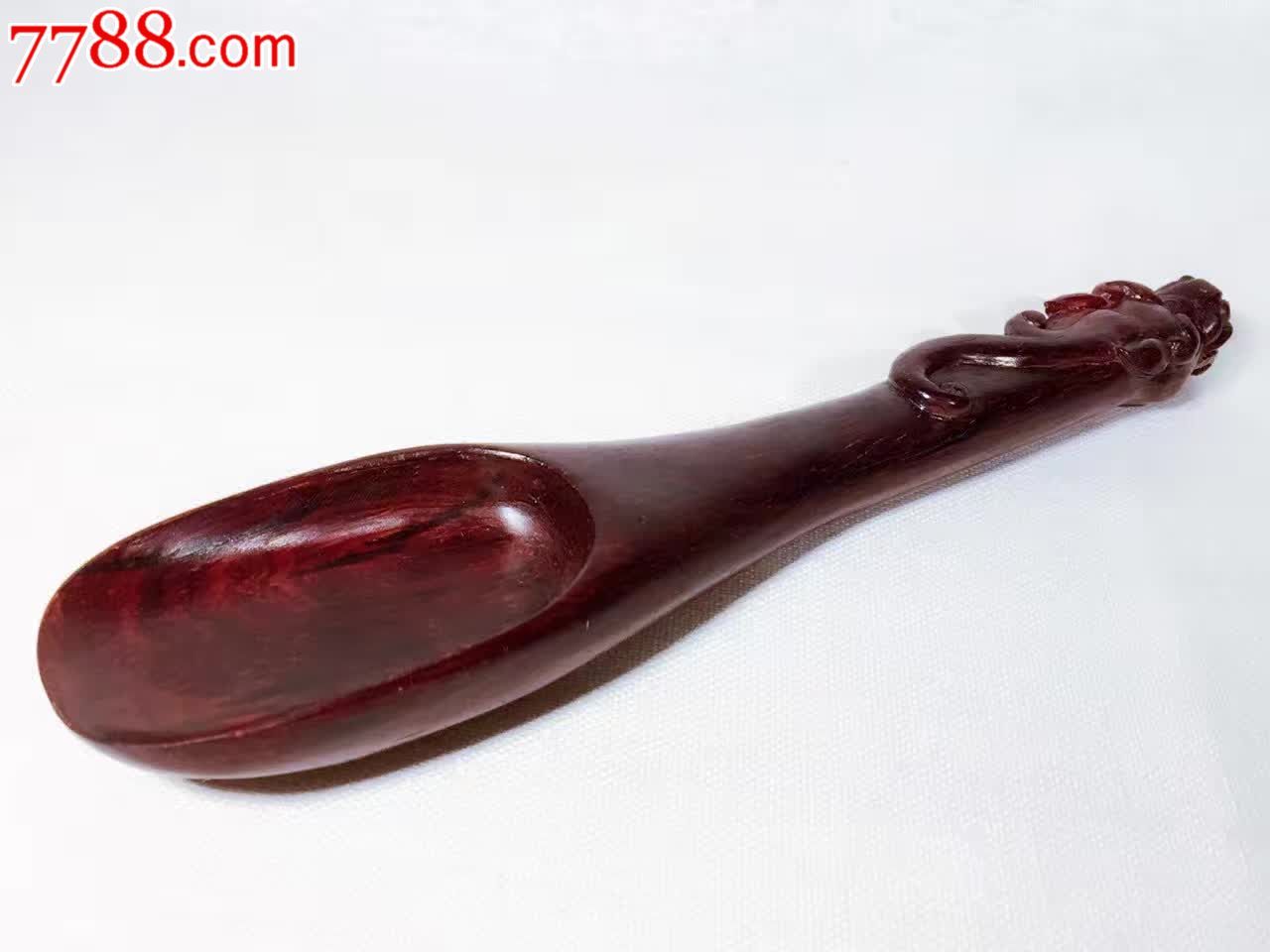 印度小叶紫檀螭龙茶铲,其他根雕/木雕,木艺文房,黑檀木,年代不详,雕法