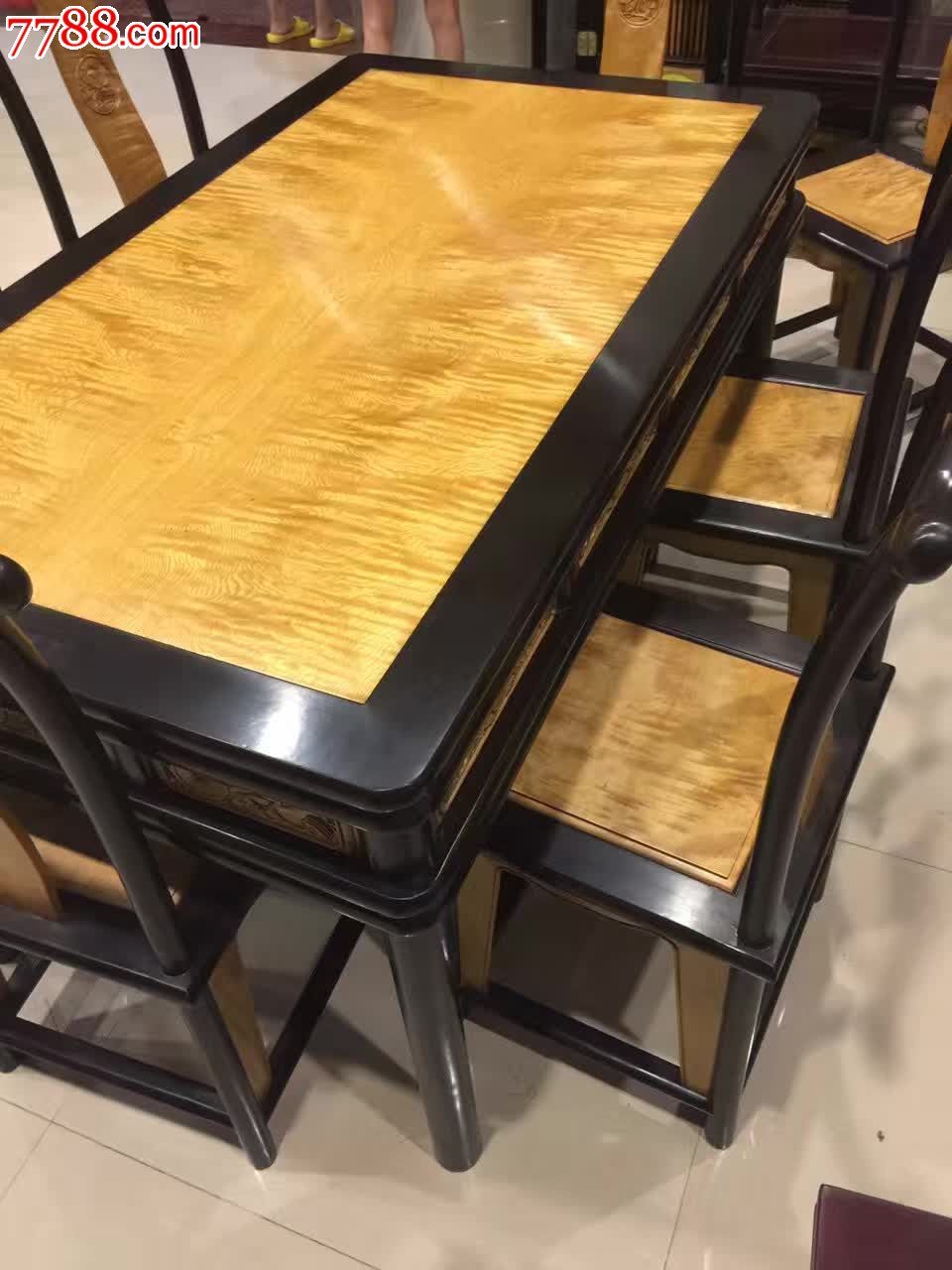 黑檀镶金丝楠方餐桌七_木桌/几/案_第4张_七七八八旧家具收藏