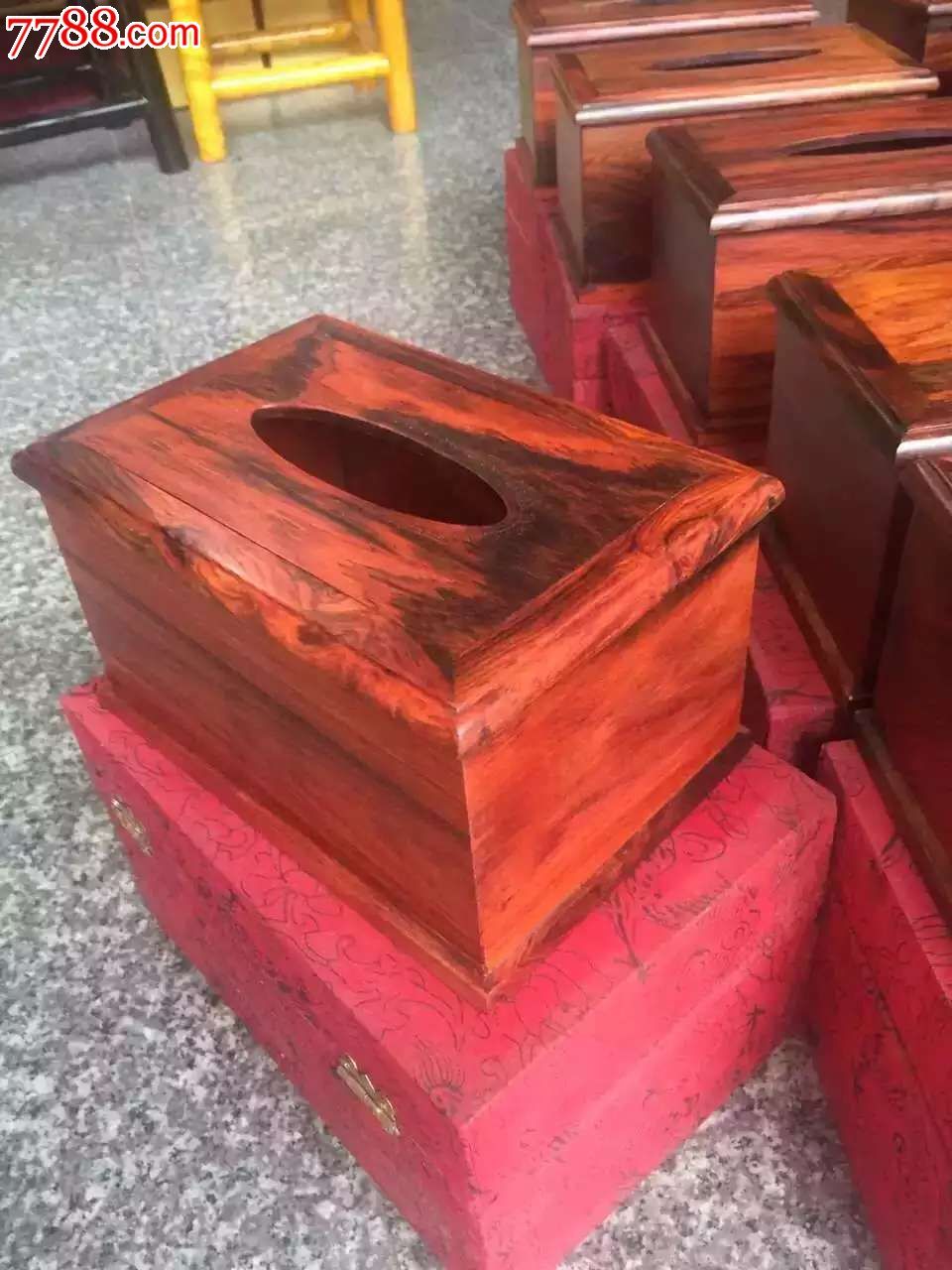 红酸枝独板小纸巾盒纹
