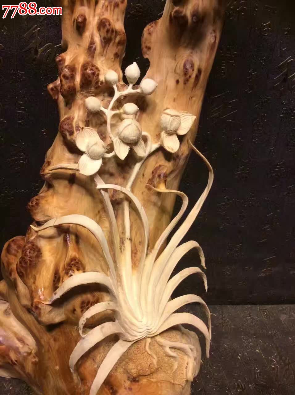 新品更新太行瘤兰花君,其他根雕/木雕,木艺文房,黑檀木,年代不详,雕法