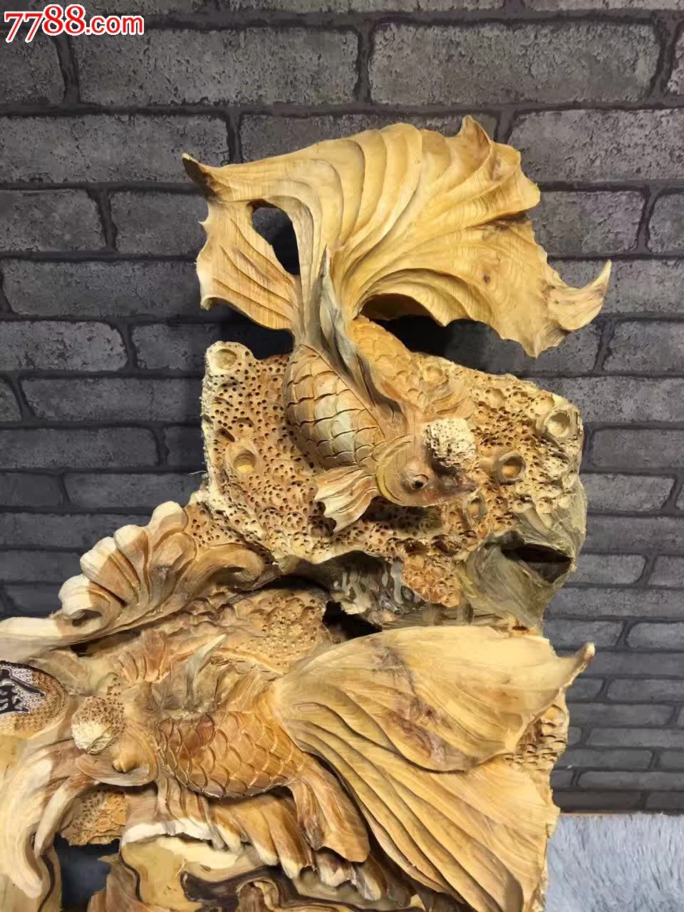 崖柏金鱼满堂未打磨可