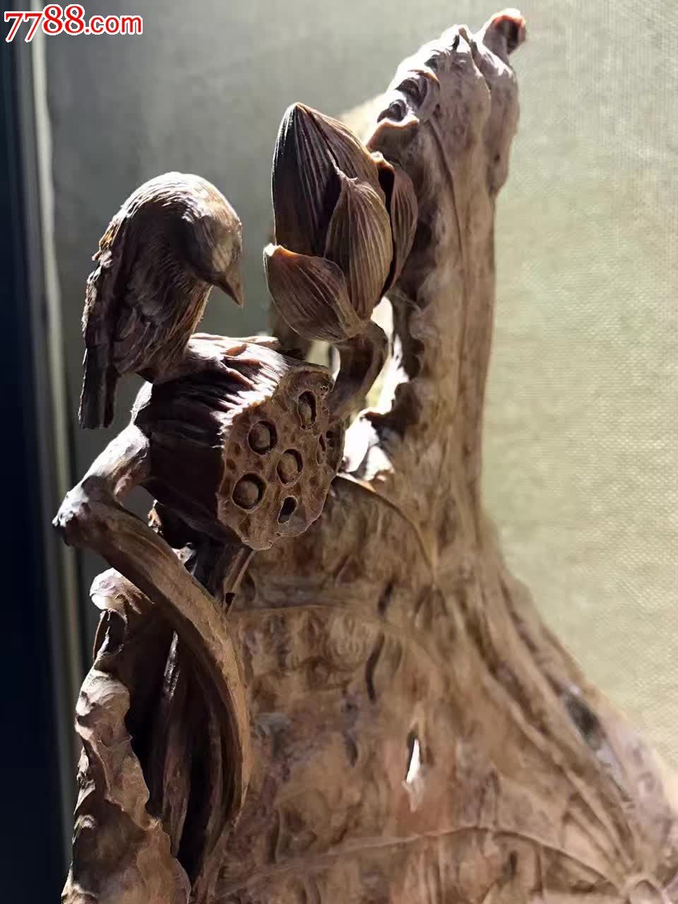 枯荷我愿为莲婷婷玉立,其他根雕/木雕,木艺文房,黑檀木,年代不详,雕法