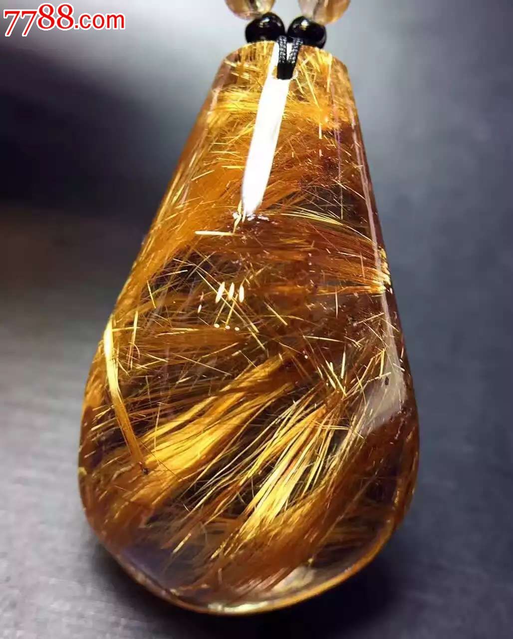 天然金发晶裸石吊坠晶