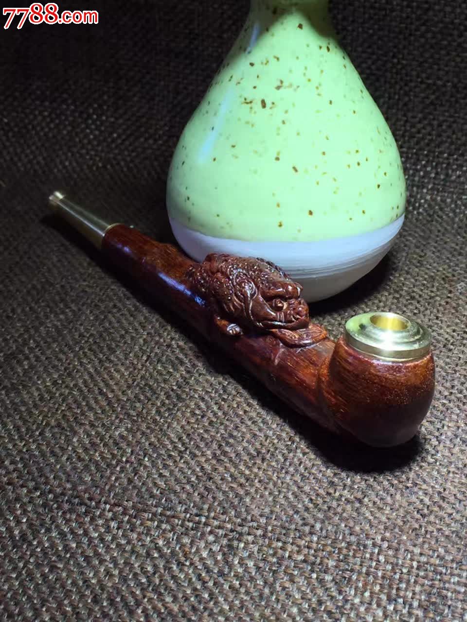 小叶紫檀招财金蟾烟斗