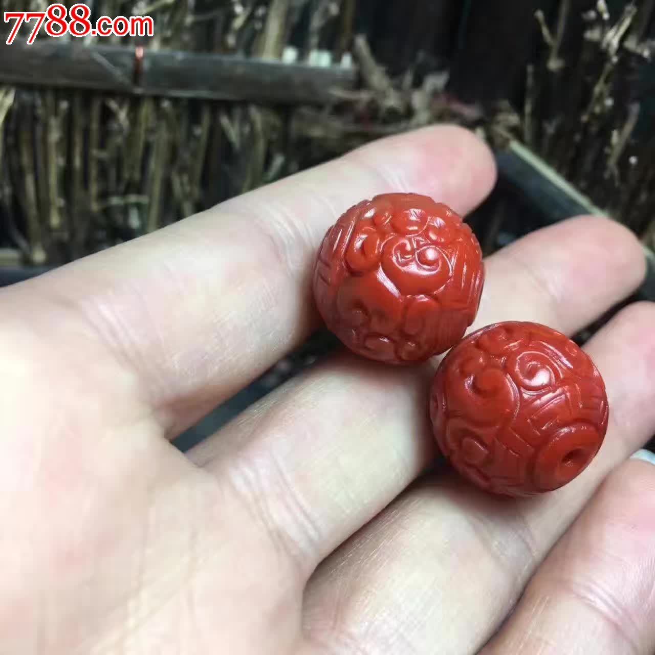 南红回纹珠对珠直径重