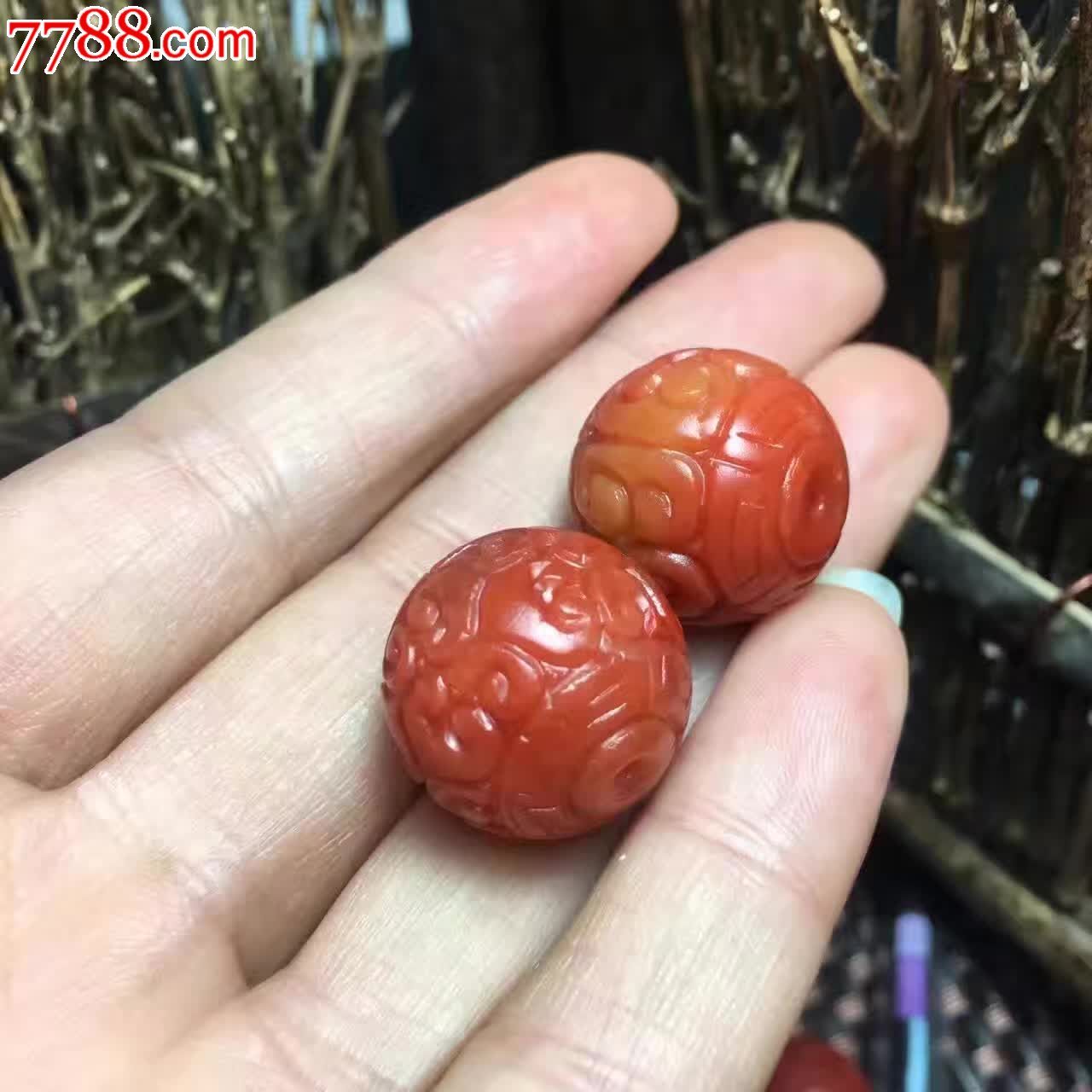 南红回纹珠对珠直径重