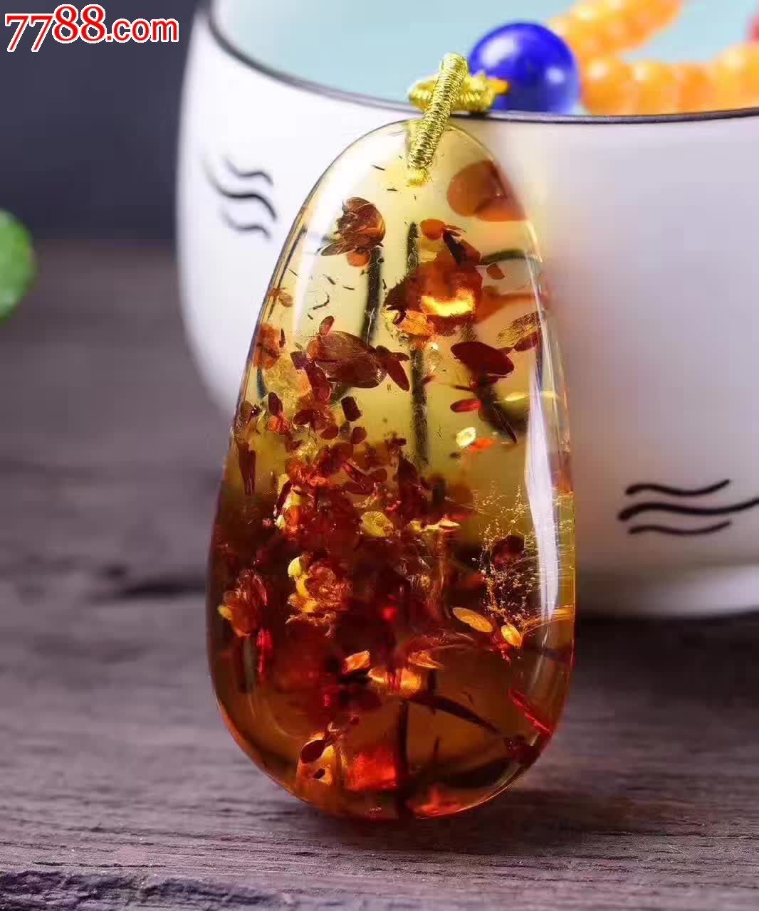 精品特惠天然花珀随形_价格1296.