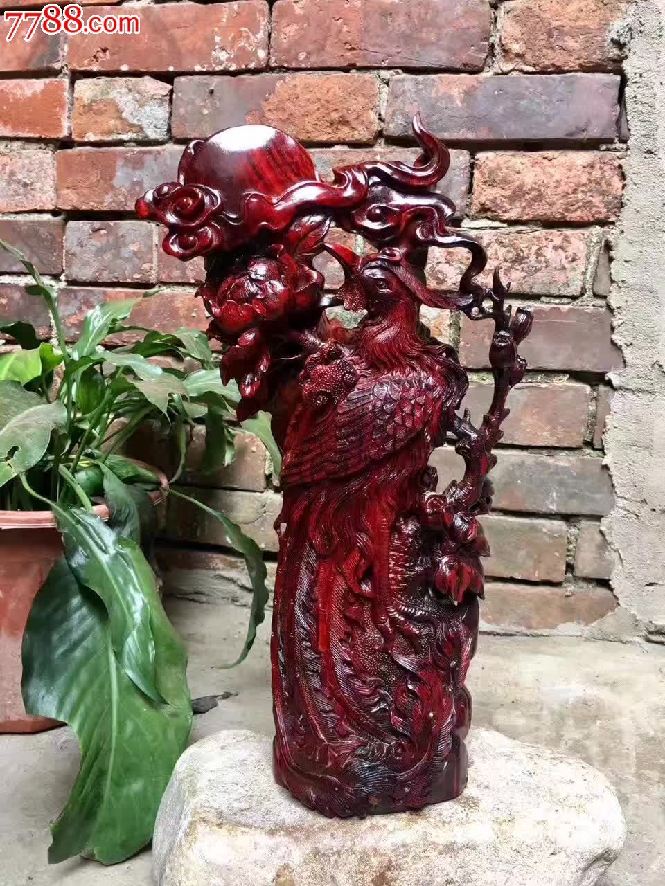 小叶紫檀丹凤朝阳摆件